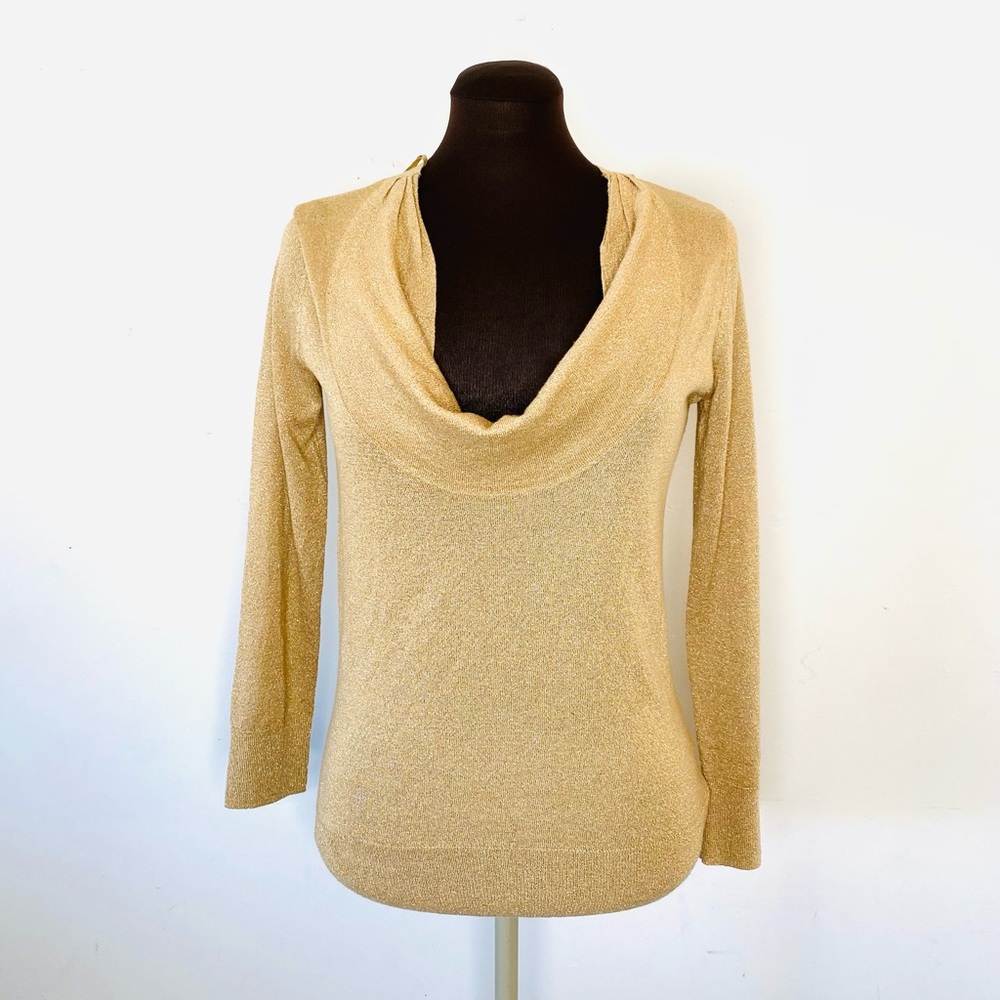 Dana Buchman Lightweight Gold Metallic Knit Top